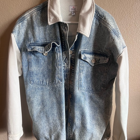 Oversized SisstRevolution Cream and Denim Jacket - Picture 1 of 4